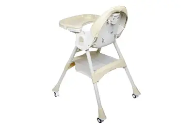 Стільчик для годування Kidoro One (ST-6540) Beige, з екошкіри на колесах, у коробці р.52x25x43 см купити