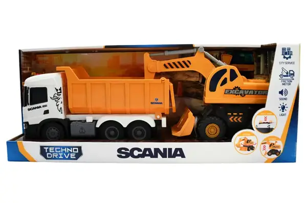 Ігровий набір серії 8001KS "2 in 1 Truck" – САМОСКИД SCANIA І ЕКСКАВАТОР (світло, звук) купити