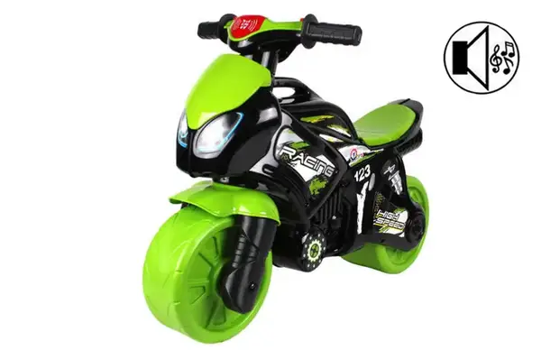 Мотоцикл музичний 6474 чорно-зелений на видувних колесах ТЕХНОК купити