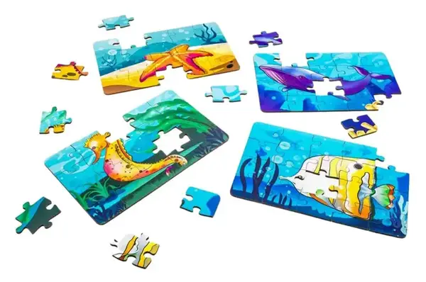 Пазл 4в1 "Морські жителі" дерев'яний, 15 елем., в малюнку PuzzleOK купити недорого в Україні, фото 6