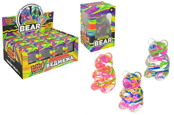 Антистрес YabbaDabba YD2575 ведмедик 9см 12шт дисплей бокс 25х17х10 см купити