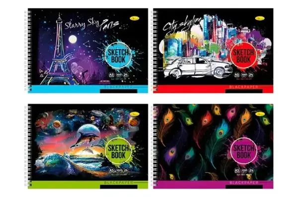 Скетчбук СББ-А5-24 BLACK 24 аркуші, А5 Апельсин купити