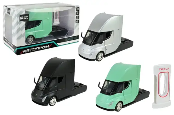 Машина металева AP7731 1:24 Tesla semi truck head, батарейка, світло, звук, відкриваються двері, коробка р.25x12,5x15 см АВТОПРОМ купити