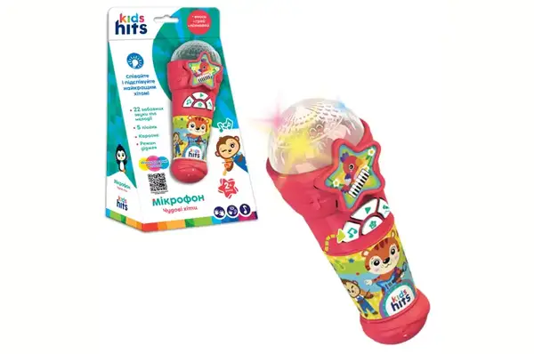 Мікрофон музичний Kids Hits, KH16/004 на батарейках, пісні, мелодії, р-р 6,7*17*6,7см, в коробці р.14*25,5*8,3см купити