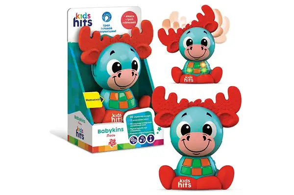 Музична розвиваюча іграшка "Чарівні звірята" Kids Hits KH10/001 "Лось" батар., вуха клацають, рухаються, світло, мелодії, фрази, в короб. 13.2*21*8 см купити