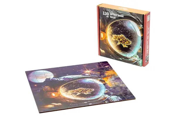 Пазл "Україна з Космосу" дерев'яний, 130 елем. Розмір пазла 295x295 мм PuzzleOK купити