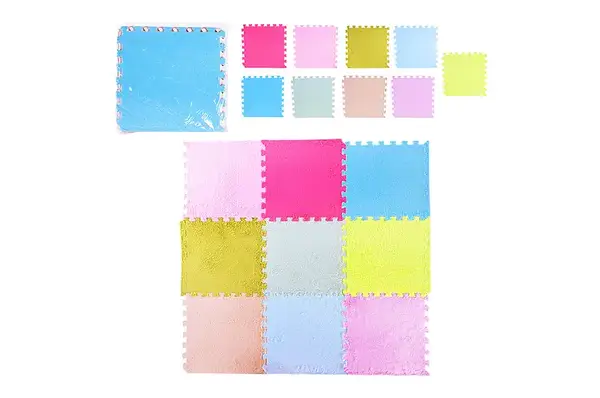 Килимок-пазл EVA, K9703, плюшевий р. 30*30*0,6 см 9 деталей мікс купити