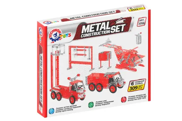 Конструктор металевий 2056 "Пожежна техніка" 309 дет. в коробці ТЕХНОК купити