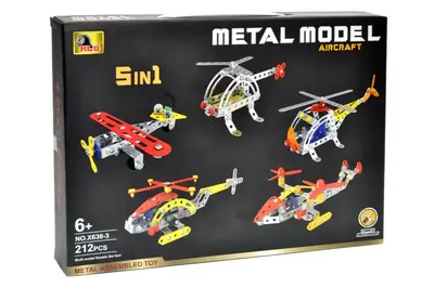 Конструктор металевий "Вертоліт 5в1" 212дет X638-3 р.35*26*5,5см купити