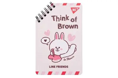 Блокнот YES 95х145 мм 60 арк. спіраль "Line Friends" Think of Brown купити