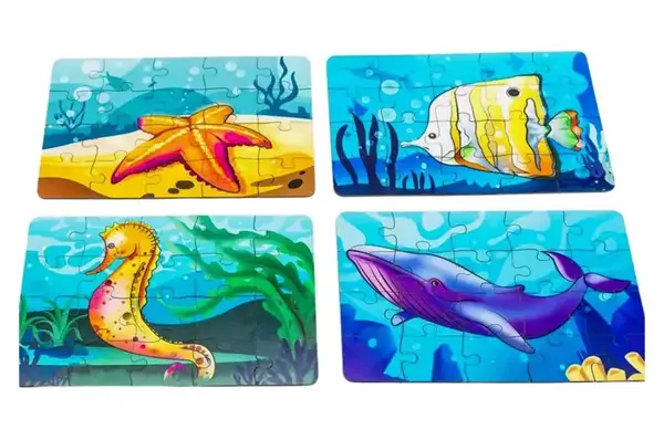 Пазл 4в1 "Морські жителі" дерев'яний, 15 елем., в малюнку PuzzleOK купити недорого в Україні, фото 3