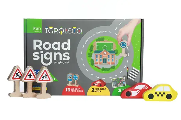 Розвиваюча дерев'яна гра "Дорожні знаки" 18 дет. 900149 IGROTECO купити
