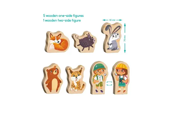 Пазл ходилка "Хто живе в лісі" з дерев'яними фігурками 300608 DoDo купити недорого в Україні, фото 7