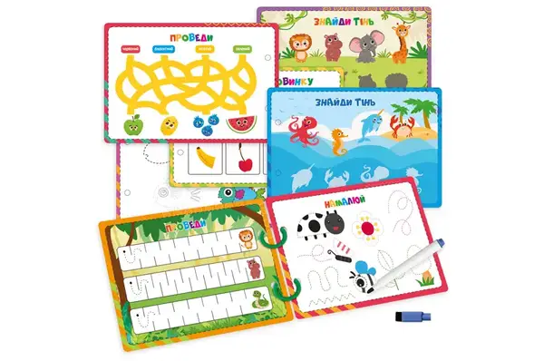 Розвиваюча гра VT2020-02 "Левеня" картки на кільцях пиши-стирай VladiToys купити недорого в Україні, фото 3