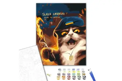 Картина за номерами: Котик повстанець BS53120 р. 40*50 см. Brushme купити