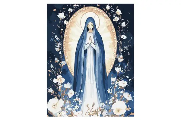 Набір для розпису по номерах "Непорочна Діва з фарбами металiк" 40х50см. KHO8535 IDEYKA купити