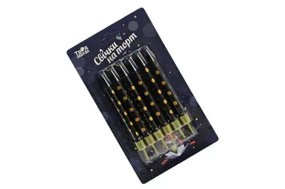 Свічки для торту чорні з золотими крапочками ТМ 'Твоя Забава' (6 шт.) купити