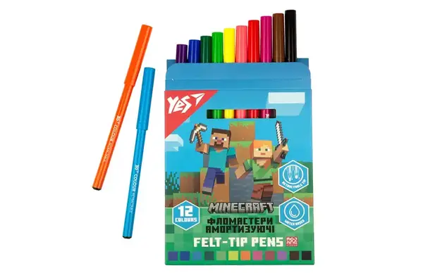 Фломастери 650582 12 кольорів "Minecraft", амортизуючі Yes купити