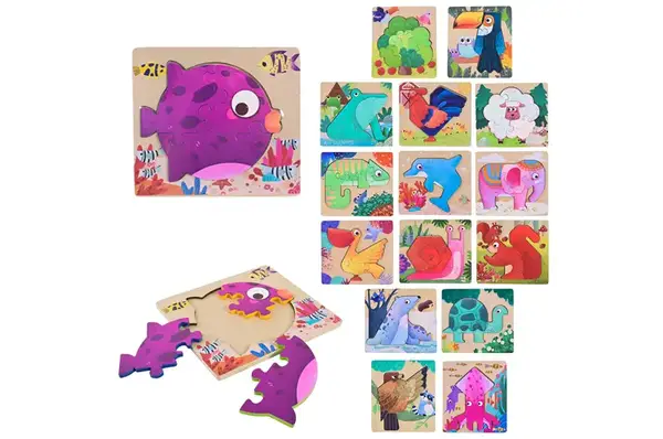Дерев’яна іграшка C9409 пазли тварини 16,5*15см, у плівці купити
