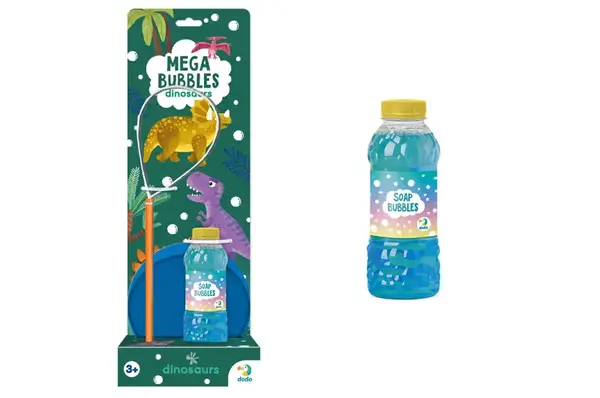 Бульбашки мильні 500122 "Mega Bubbles з тарілкою Динозаври" об'єм 450 мл DoDo купити