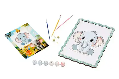 Картина по номерах Puz-22949 "Слоник" дерев'яна, формат А4 PuzzleOk купити