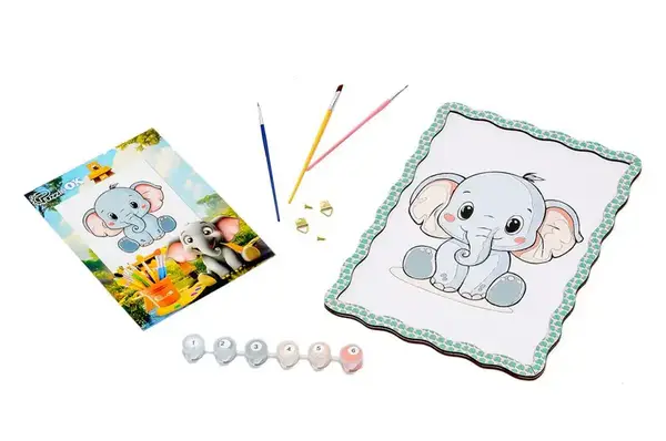 Картина по номерах Puz-22949 "Слоник" дерев'яна, формат А4 PuzzleOk купити недорого в Україні, фото 2