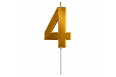Свічка 03787 цифра "4" (4,5 см) золота 3D ТМ "Твоя забава" купити