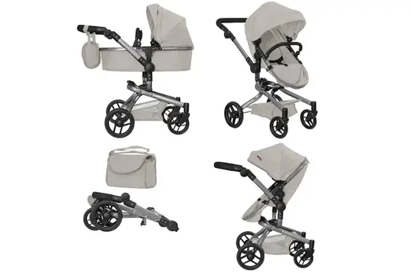 Візок для ляльки 9695 FORTUNA LIGHT GREY 2в1 з сумкою, металевий, в коробці 54.5x14.5x38.5 см CARRELLO купити