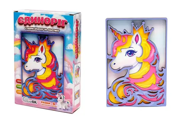 Картина 3D Puz-40003 "Єдиноріг" дерев'яна PuzzleOk купити