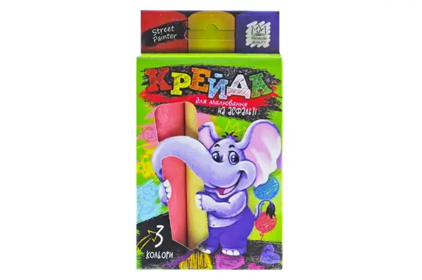 Набір крейди MEL-01-01U для малювання на асфальті велика 3 шт. в коробці DANKO купити недорого в Україні, фото 2