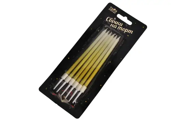 Свічки для торту 'Омбре' біло-жовте ТМ 'Твоя Забава' (6 шт.) 12 см. купити