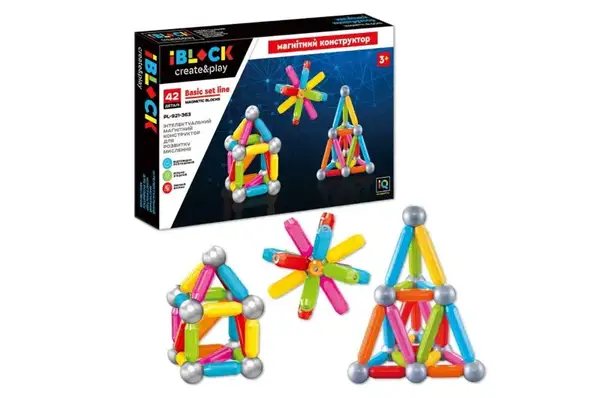 Конструктор магнітний IBLOCK, PL-921-363, 42 деталі, в коробці р. 57*6*35.5 см купити