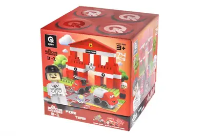 Конструктор блочний QB300-001 "Block&Steps: Пожежна команда" + ходилка і меморі гра 3в1, 74дет. qbee купити