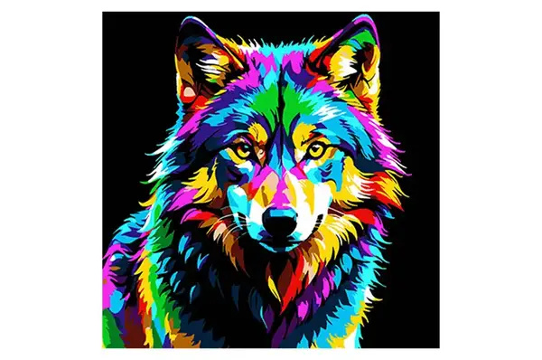 Набір для розпису по номерах Барвистий вовк на чорному фоні розміром 30х30 см (SH3030-4) Strateg купити