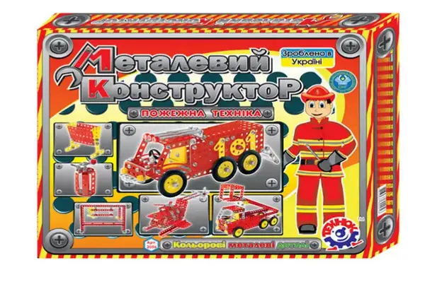 Конструктор металевий 2056 "Пожежна техніка" 309 дет. в коробці ТЕХНОК купити недорого в Україні, фото 2