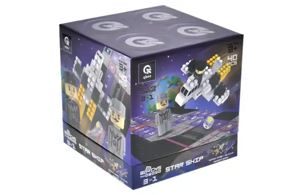 Конструктор блочний QB300-105 "Block&Steps: Зоряний Корабель" + ходилка і меморі гра 3в1, 40дет. qbee купити недорого в Україні, фото 5