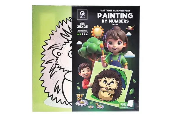 Набір для розпису по номерах 25х25 см QB900-004/QB901-004 "Їжачок" з дерев'яною підставкою qbee купити недорого в Україні, фото 3