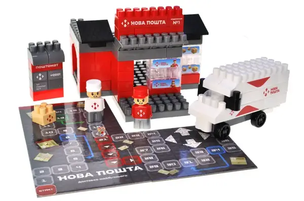 Конструктор блочний QB300-007 "Block&Steps: НОВА ПОШТА. Центральне відділення" + ходилка і гра 3в1, 91дет. qbee купити недорого в Україні, фото 5