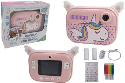 Фотоапарат з принтером "Unicorn" 2 камери (основна і фронтальна), MicroSD 32GB (в комплекті), USB, відео 1080P, в коробці р.16*15,5*6см купити