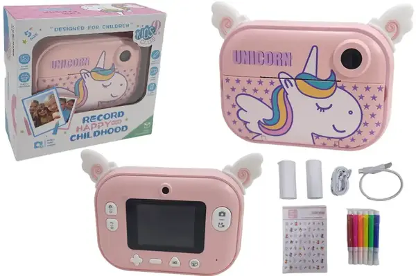 Фотоапарат з принтером "Unicorn" 2 камери (основна і фронтальна), MicroSD 32GB (в комплекті), USB, відео 1080P, в коробці р.16*15,5*6см купити