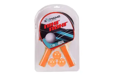 Теніс настільний TT2107 (50 шт) Extreme Motion, 2 ракетки, 3 м'ячики в слюді – 19.5*29.5 см, р-р ракетки – 15*25.5 см купити