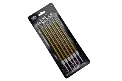 Свічки для торту "Блиск" з золотим глітером ТМ "Твоя забава" (6шт.) купити