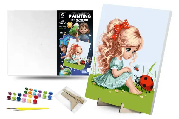 Набір для розпису по номерах 30х40 см QB900-064 / QB901-064 "Незвичайна зустріч" з дерев'яною підставкою qbee купити