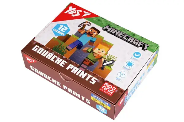 Фарби гуашеві Yes Minecraft 12 кол. 20 мл 230407 купити