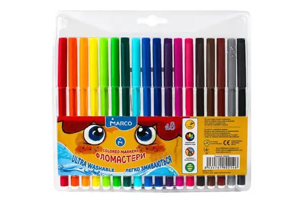 Фломастери Marco 1690-18, 18 кольорів Super Washable купити