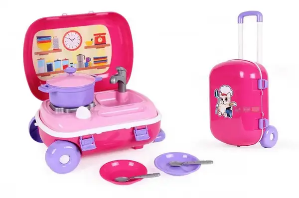 Валіза 6061 з набором посуду рожева ТЕХНОК купити недорого в Україні, фото 2