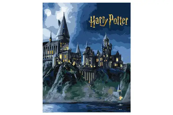 Набір для розпису по номерах KHO5230 WB"Harry Potter: Гоґвортс вночі з фарбами металік extra" 40х50см IDEYKA купити