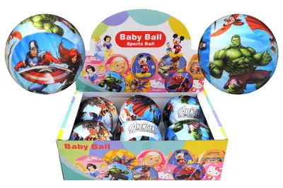 М'яч резиновий, обтянутий тканиною "Супергерой" в коробці 6 шт., V06015 р.15*15*15см.... купити