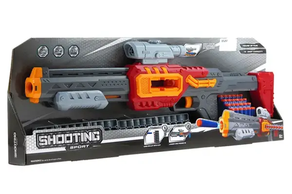 Бластер на поролонових патронах, в коробці, 2кольори 690003 р.70*6,5*26,5см купити недорого в Україні, фото 2