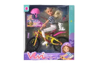 Лялька з велосипедом 56814 в коробці р.23,2x8,6x26,1 см YG Toys купити